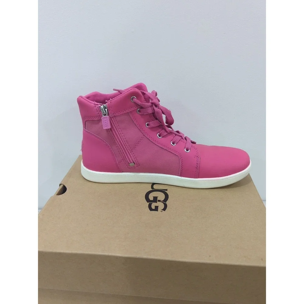UGG Australia Girls Schyler Petal Pink Leather High Top Sneakers Size 5 1019804K